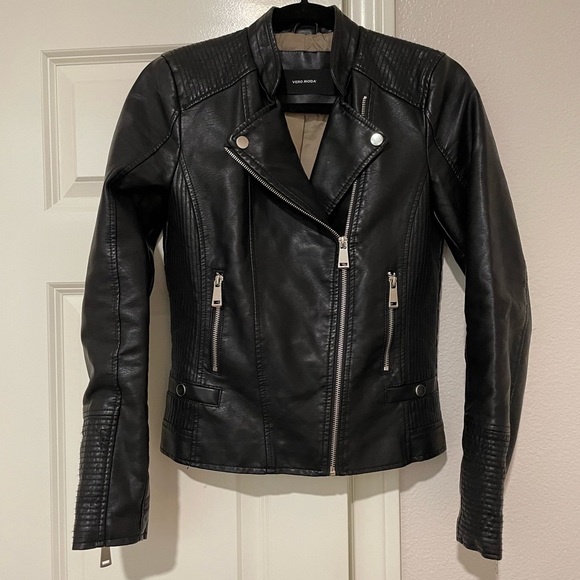 Vero Moda Jackets & Blazers - Small Black Faux Leather Biker Jacket